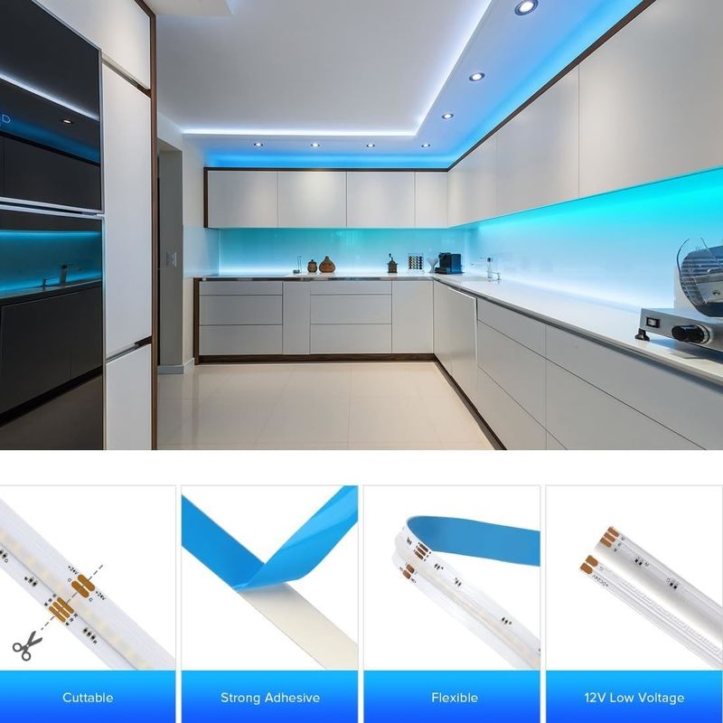 100lm/w Lámpara Eficiencia luminosa RGBW 784leds Smart COB Led Strip para decoración del hogar
