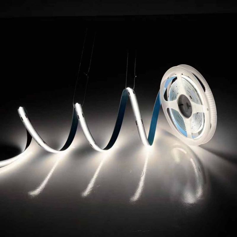 Ahorro de energía IP20 COB LED Strip Light 8mm PCB 300 chips por metro con flujo luminoso de 800lm