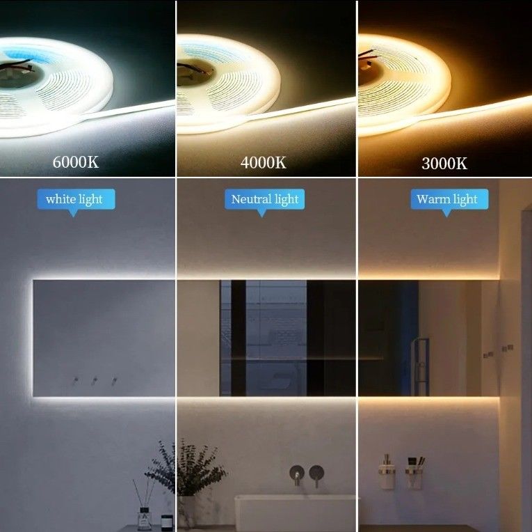 Luz de banda LED COB de larga duración con oscurecedor de 3 mm Ultra Slim 400Leds / m cinta COB blanca 50000 horas Ideal