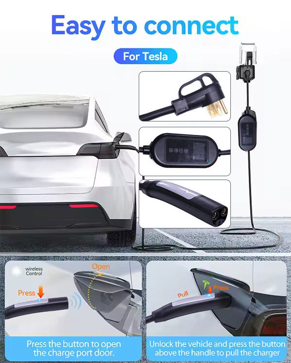 3Cargador de vehículos eléctricos de 7 kW con enchufe de carga femenina de tipo 2 y luz indicadora